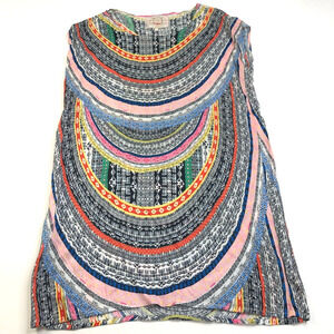 Fine Garments by Bell Anthropologie 4 Cap Sleeve Pullover Top Boho Blouse